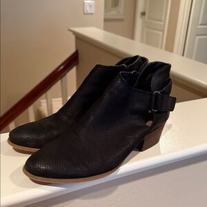 Elegant Black Perforated Ankle Booties